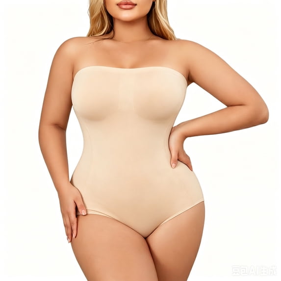 Plus Size Women's Bodysuit Shapewear - Full Coverage High Compression Belly Control for Postpartum Support
