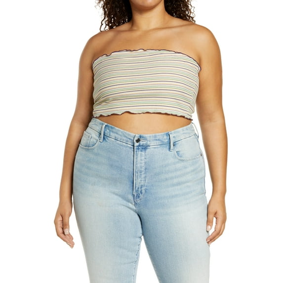 Plus Size Women's Bp. Stripe Rib Tube Top, Size 3X - Ivory
