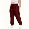 thumbnail image 1 of Plus Size Women's Cargo Joggers For Women Elastic Waistband Workout Sweatpants Fall Casual Athletic Running Pants With Pockets, 1 of 7