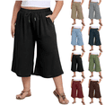 thumbnail image 1 of Plus Size Women's Casual Baggy High Waisted Wide Leg Pants Breathable, 1 of 5