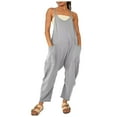 thumbnail image 1 of Plus Size Women's Casual Jumpsuit with Pockets Sleeveless Baggy Overall for Comfortable Everyday Wear Stylish Playsuit Pants, 1 of 7
