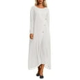 thumbnail image 1 of Plus Size Women's Casual Loose Fit Long Sleeve Round Neck Solid Color Dress With And Button Design For Daily Wear Party Outing Autumn Winter, 1 of 2