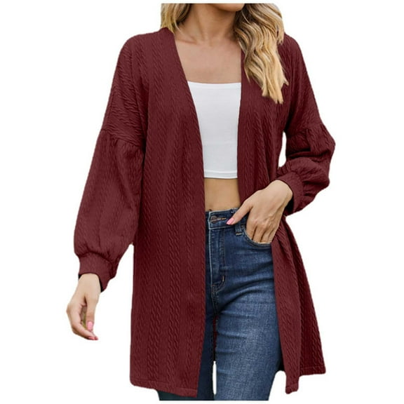 Plus Size Women’s Casual Oversized Knit Cardigan Long Sleeve Solid Color Sweater Coat Warm Fall Winter Fashion Tops