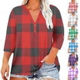 thumbnail image 1 of Plus Size Women's Casual Printed 3/4 Sleeve V-Neck Blouse Shirt Top Fashionable and Comfortable Loose Fit Tunic for Women | CSEONE,Blue XL, 1 of 9