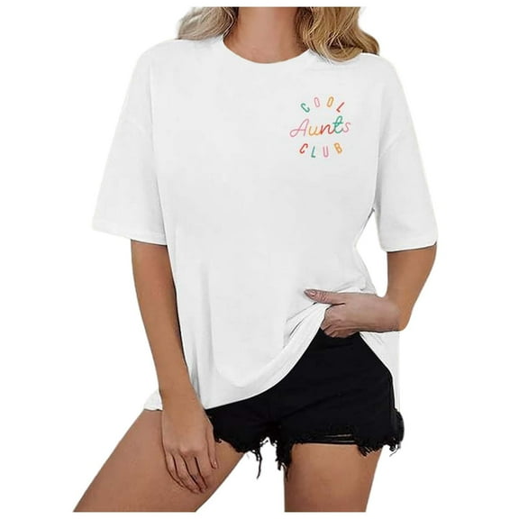 Plus Size Women's Club Letter Print Graphic Tee Casual Comfortable Cute Top Soft Breathable Stylish Fashion