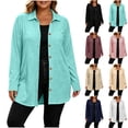 thumbnail image 1 of Plus Size Women's Collared Button Front Cardigan, Lightweight Loose Mid Length Outerwear for Daily Casual Green L, 1 of 9