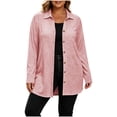 thumbnail image 1 of Plus Size Women's Collared Button Front Cardigan, Lightweight Loose Mid Length Outerwear for Daily Casual XXL, 1 of 8