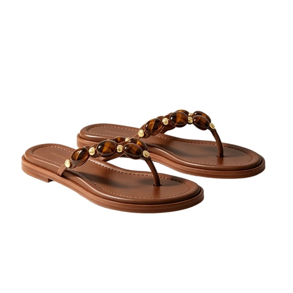 Plus Size Women's Comfortable Outdoor Toe Post Sandals for Summer Beach Travel Everyday Wear