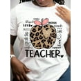 thumbnail image 1 of Plus Size Women's Cotton T - Shirt For Teachers With A Cute Leopard - Print Apple And Inspiring Words. Ideal For Spring And Summer, Perfect For Casual Daily Wear., 1 of 6