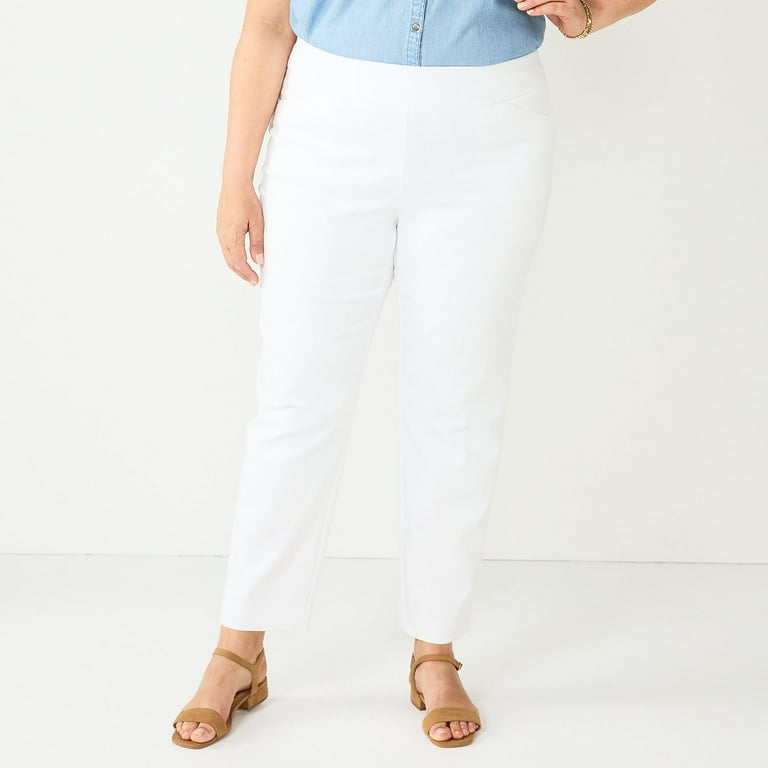 Plus Size Women s Croft Barrow Effortless Stretch Pull On Straight Leg Pants Color White Size 22W T L Walmart