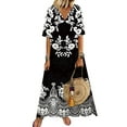 thumbnail image 1 of Plus Size Women's Dress Elegant Floral Print V Neck Short Sleeve Maxi Dress, 1 of 6