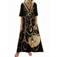 thumbnail image 1 of Plus Size Women's Dress Elegant Floral Print V Neck Short Sleeve Maxi Dress, 1 of 7