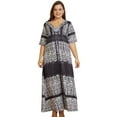 thumbnail image 1 of Plus Size Women's Dress Elegant Floral Print V Neck Short Sleeve Maxi Dress, 1 of 6