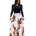 thumbnail image 1 of Plus Size Women's Dress Flower Print Round Neck Long Sleeve Elegant Dress, 1 of 5