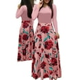 thumbnail image 1 of Plus Size Women's Dress Flower Print Round Neck Long Sleeve Elegant Dress, 1 of 3
