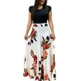 thumbnail image 1 of Plus Size Women's Dress Flower Print Round Neck Short Sleeve Elegant Dress, 1 of 6
