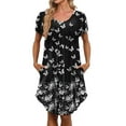 thumbnail image 1 of Plus Size Women's Dress Pattern Print Round Neck Short Sleeve Slant Pockets Elegant Dress, 1 of 4