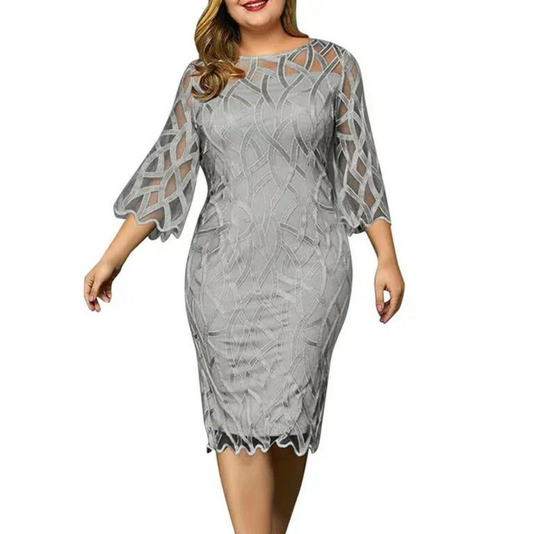 Gray cocktail dress plus size online