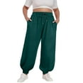 thumbnail image 1 of Plus Size Women's Elastic Waist Sweatpants with Pockets, Loose Fit Long Casual Sport Pants for Daily Wear, Workout, Gym, Lounge, and Outdoor Activities Green XXXXXL, 1 of 7