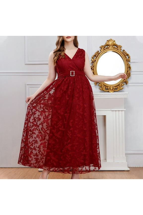 Plus Size Women's Elegant Wedding Guest Dress with Drop Waist Long Chiffon Evening Gown Solid Colors for Formal Occasions
