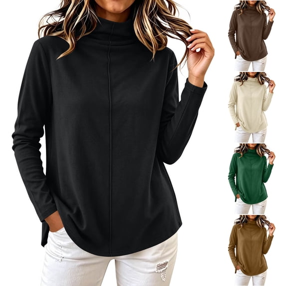 Plus Size Women's Fall Winter Warm Base Layer Tops High Neck Long Sleeve Tunic Tops Casual thermal Undershirts for Womens Daily Wear Yellow