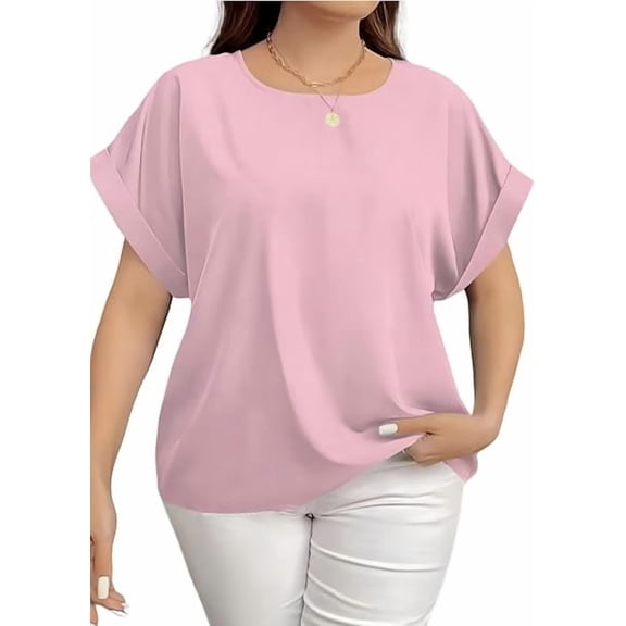 Plus Size Women's Fashion Crewneck T-Shirt - Summer Business Casual Top Comfort Clothes