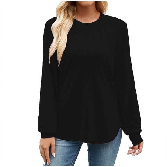 Plus Size Women's Fashion Long Sleeve Top Casual Round Neck Blouse Comfortable Stylish Autumn Fall Tunic Shirt Loose Fit