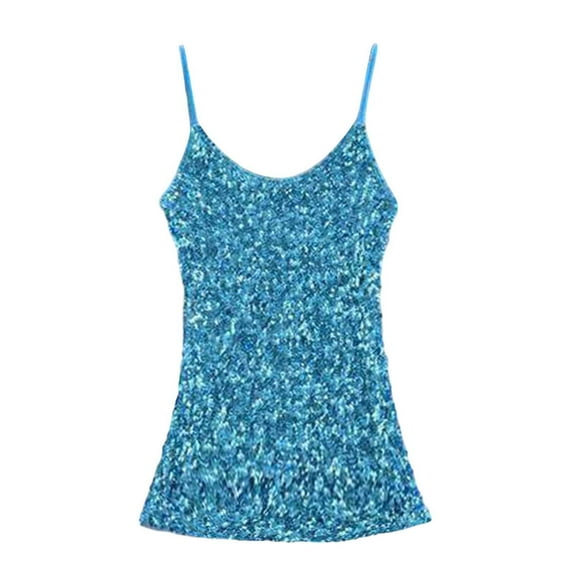 Plus Size Women's Fashion Slim Sequined Vest Camisole Versatile Layering Shirt for Casual and Evening Wear