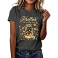 thumbnail image 1 of Plus Size Women's Firefly Print Short Sleeve T-Shirt Mason Jar Floral Botanical Graphic Tee Cottagecore Country Summer Nature Top Shirt, 1 of 5