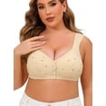 thumbnail image 1 of Front Closure Wireless Bra for Older Women - Plus Size Cotton Comfort Bra with Wide Straps U-Back Support for Posture & Pain Relief, 1 of 8