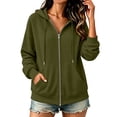 thumbnail image 1 of Plus Size Women's Full Zip Hoodie Thicked, Oversized Long Sleeve Hooded Sweatshirt with Pockets, Womens Zip Up Hoodies with Hoods, Green, XXL, 1 of 6