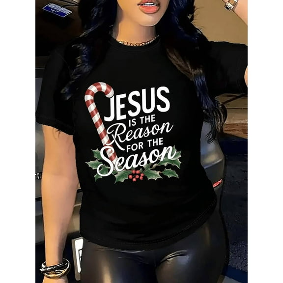 Plus Size Women's Funny Christmas Short Sleeve T-Shirt - "Most Likely To Pet The Reindeer" Saying - Black Holiday Tee With Deer Graphic - Machine Washable Playful Festive Design Clothing