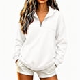 thumbnail image 1 of Plus Size Women's Half Zip Hoodie Long Sleeve Pullover Casual Oversized Sweatshirt with Pocket for Fall Winter, 1 of 5