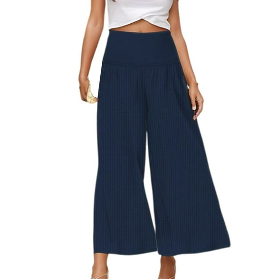 Plus Size Women's High Waist Linen Wide Leg Capri Pants - Breathable Fabric, Relaxed Fit, Petite to Plus - S-XXL for Spring/Fall