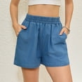thumbnail image 1 of Plus Size Women's High Waisted Denim Bermuda Shorts with Deep Pockets and Wide Leg Design, 1 of 9