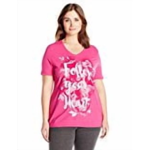 Plus-Size Women's Lightweight Graphic V-neck