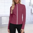 thumbnail image 1 of Plus Size Women's Lightweight Jacket Full Zip Up Slim Fit Casual Long Sleeve Golf Shirts Sun Protection Athletic Outerwear, 1 of 7