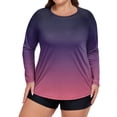 thumbnail image 1 of Plus Size Women's Long Sleeve Gradient Rash Guard Shirt UV Protection Quick-Dry Top for Water Sports Beach, 1 of 5