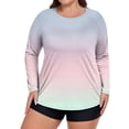 thumbnail image 1 of Plus Size Women's Long Sleeve Gradient Rash Guard Shirt UV Protection Quick-Dry Top for Water Sports Beach, 1 of 5