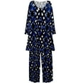 thumbnail image 1 of Plus Size Women’s Long Sleeve Sleepwear with Long Pants Soft Loungewear Black Diamond Print Pajama Set Extra Large, 1 of 2