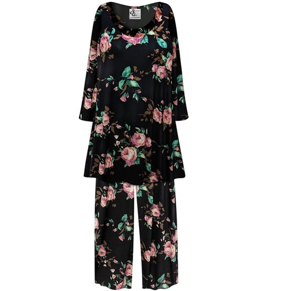 Plus Size Women’s Long Sleeve Sleepwear with Long Pants Soft Loungewear Rosalinda Floral Print Pajama Set XL 5x