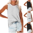 thumbnail image 1 of Plus Size Women's Loose Fit Crewneck Sleeveless Casual Summer Side Split Shirts Tank Top Comfy Breathable Basic Workout Tops | CSEONE,White 2XL, 1 of 6