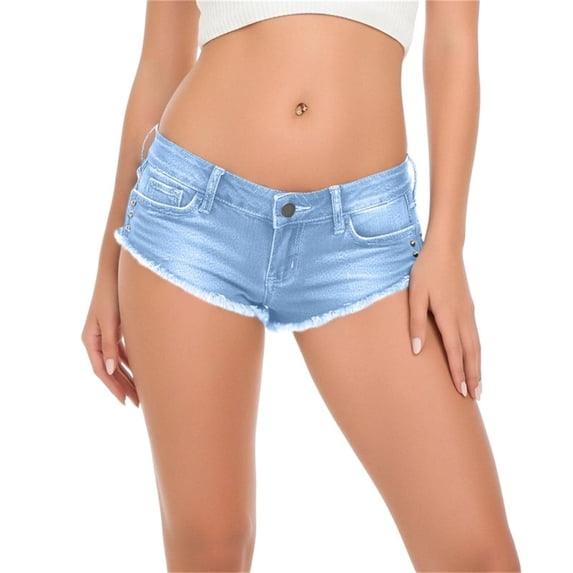 Plus Size Women's Low Rise Denim Shorts,High Stretchy Y2K Mini Jean Shorts with Curvy Fit,Summer Casual Beach Shorts for Plus Size Women Clubwear Light Blue M