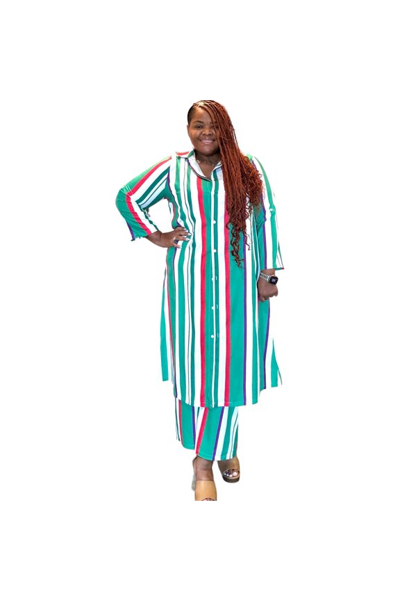 Plus Size Women's Maxi Cardigan Wide Leg Maxi Set