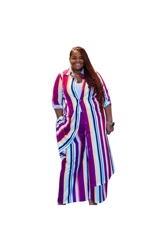 Plus Size Women's Maxi Cardigan Wide Leg Maxi Set