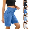 thumbnail image 1 of Plus Size Women's Mid Rise Comfort Fit Denim Shorts, Classic 5 Pocket Design with Rolled Hem, Relaxed Casual Summer Staple for Effortless Everyday Wear, Soft Structured Denim, 1 of 9