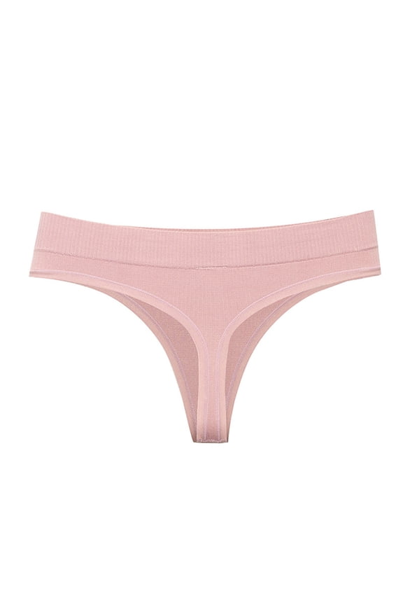 Plus Size Women's Mid Waisted Sport Thong Panties, Ribbed Solid Stretch Athletic Underwear Gym Underwear Women L