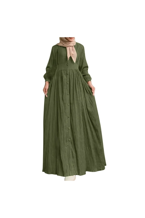 Plus Size Women's Muslim Wedding Dress Long Sleeve Islamic Dubai Abaya Dress Cardigan Robe Middle East Prayer Dress