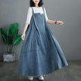 thumbnail image 1 of Plus Size Women's New Spring And Summer New Suspender Long Skirt Loose And Slim Denim Suspender Skirt Wide Swing Dress Causal Dresses for Women Petite Midi Dress Swing Dress with Long Sleeves Casual V, 1 of 7