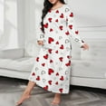 thumbnail image 1 of Plus Size Women's Nightgown Soft Print Nightshirts for Women Long Sleeve Sleepwear Red XXL, 1 of 4